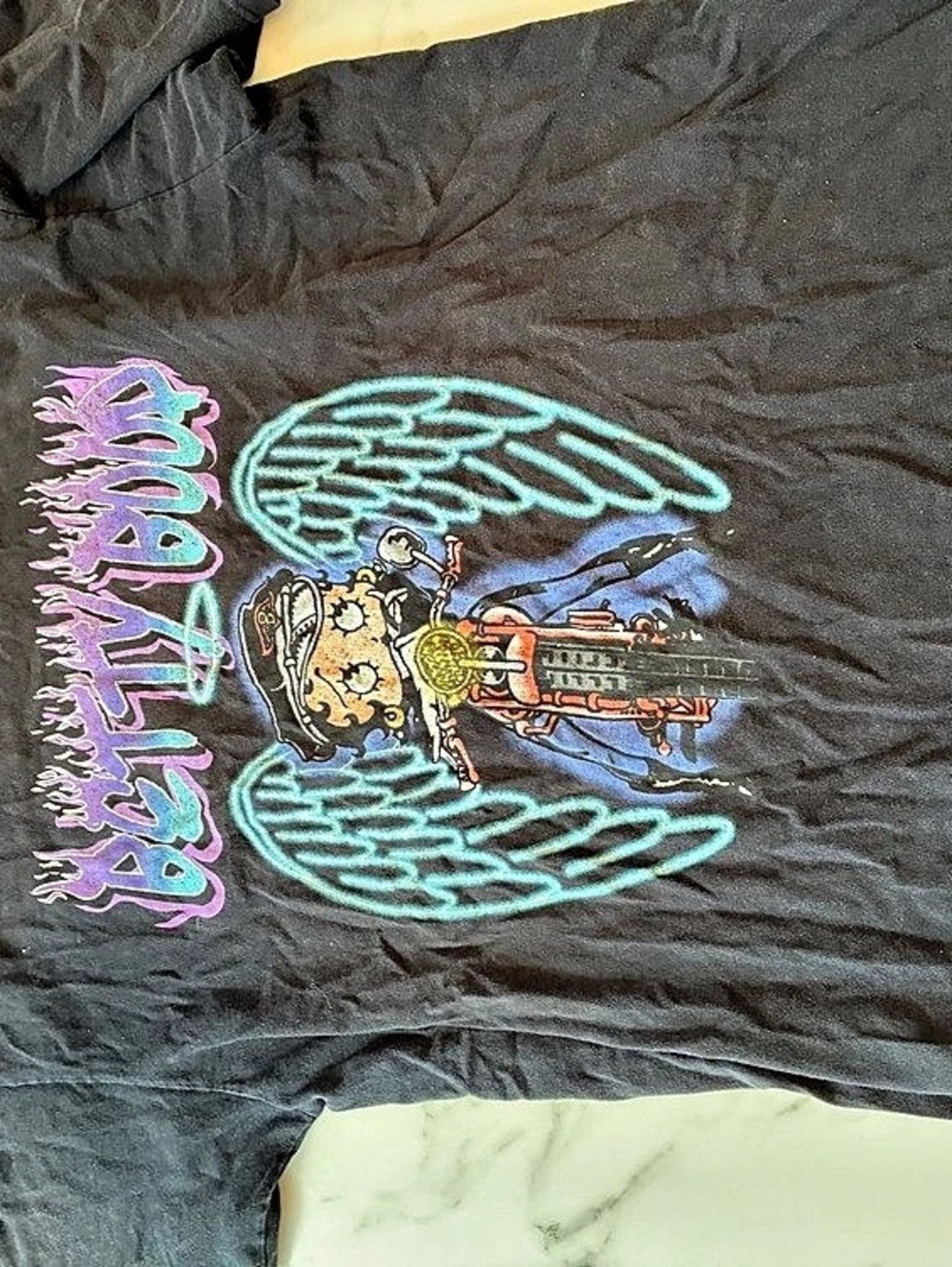 Betty Boop Vintage Graphic Short Sleeve Tee in Black